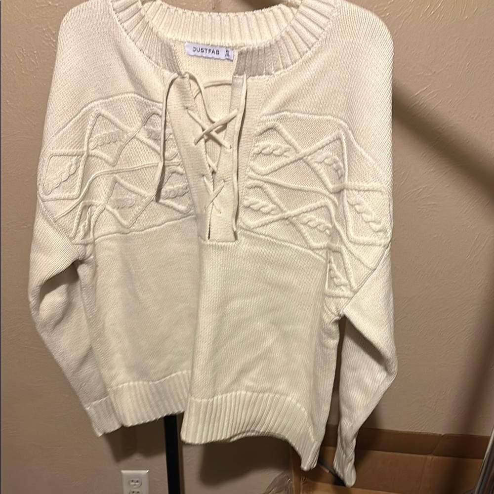 JustFab Women's Cream Sweater